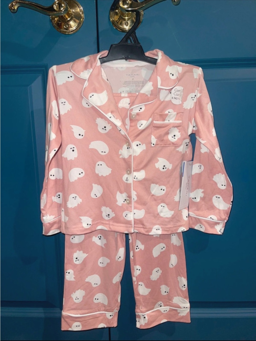 Tahari Pink Ghost Print Kids Pajama Set